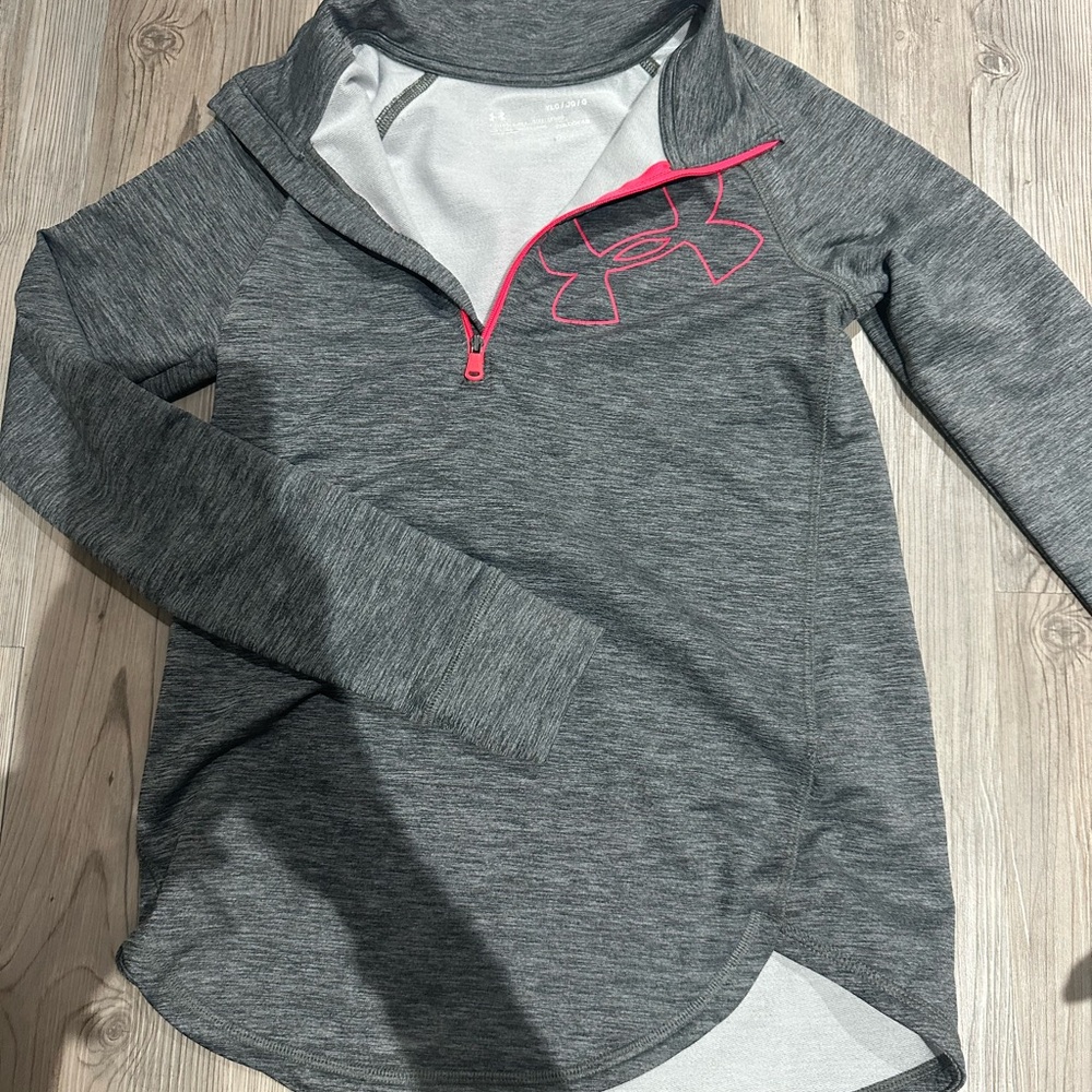 Under Armour Heather Gray Pullover with Pink Trim